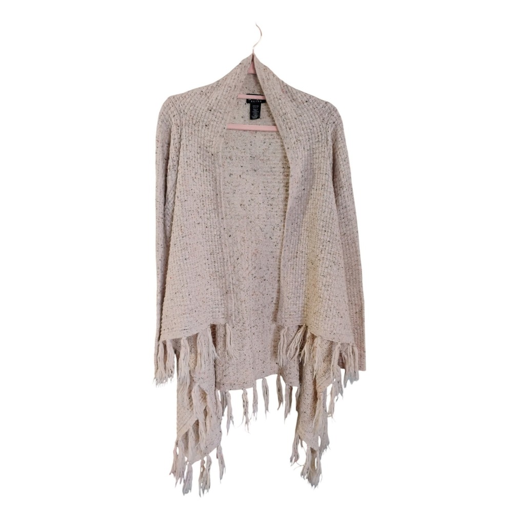 Wrangler Retro Fringe Cardigan Sweater S/P Cream Open Front Western Boho LWK874M